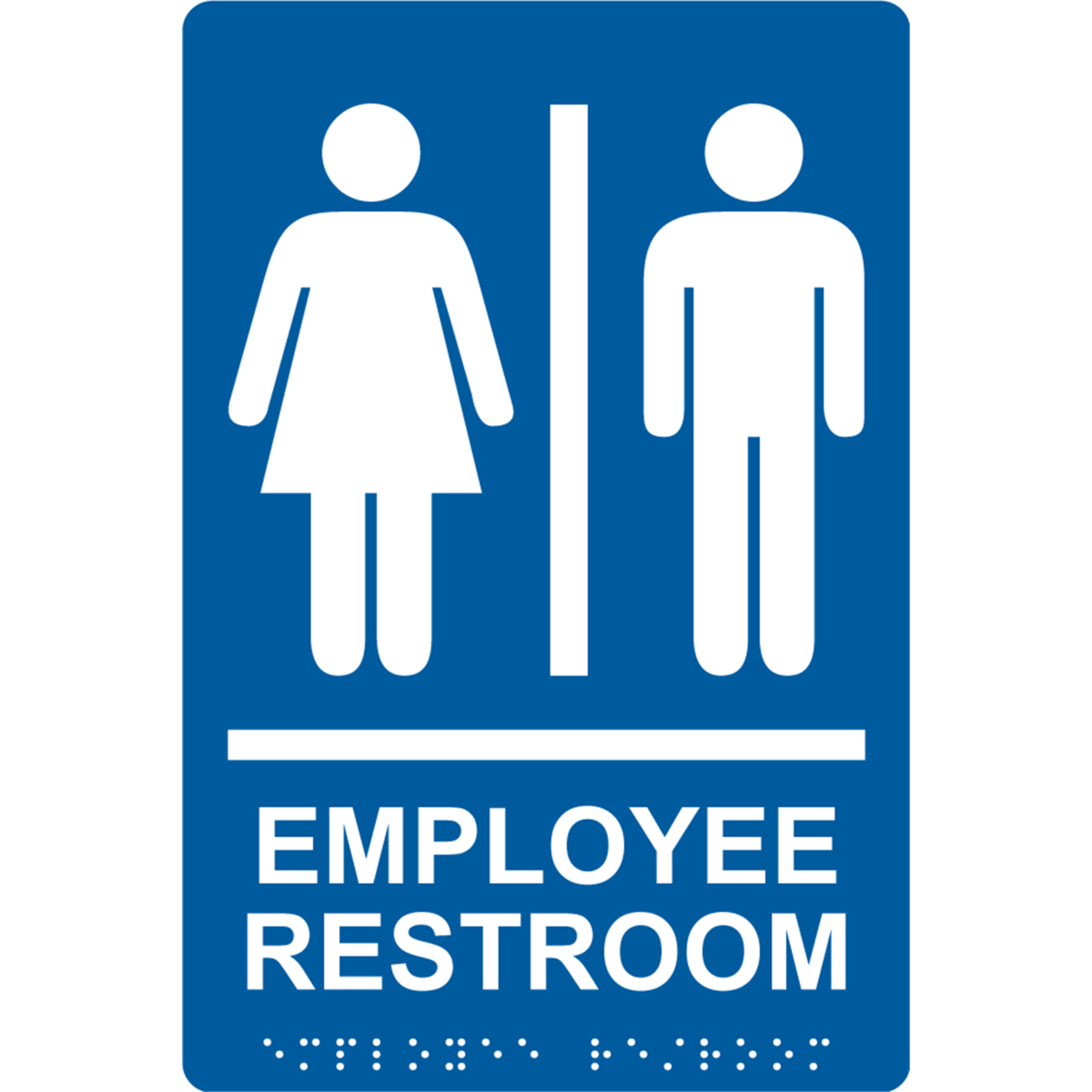 Accuform Braille Sign, Employee Restroom, 9" X 6", Plastic, Blue, PAD127BU